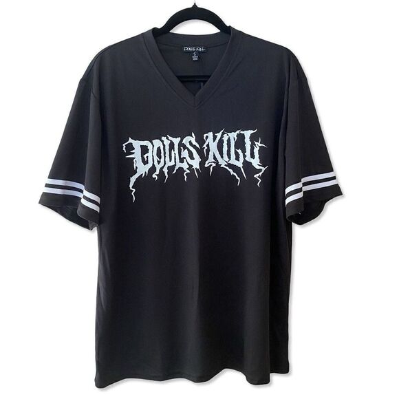 Dolls Kill Logo Merch Tour Jersey Shirt Tee Sport Blokette Sz S NWT oversized - Picture 1 of 7